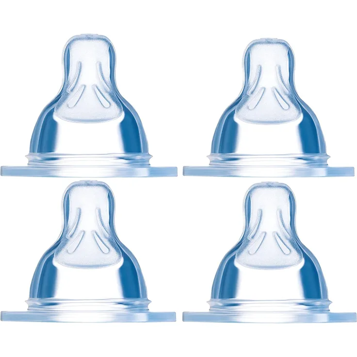 MAM Sauger Größe 1 + 2 im 4er Set, Flaschensauger (Durchflussrate langsam + mittel), weicher Trinksauger passend für alle MAM Flaschen/Trainer, ab der Geburt