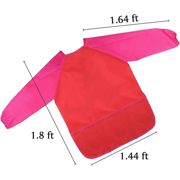 Amaza 2Pcs Malschürze Kinder Malkittel Bastelschürze 2-8 Jahre Langarm mit Klettverschluss (Blau & Rot) – Bild 5