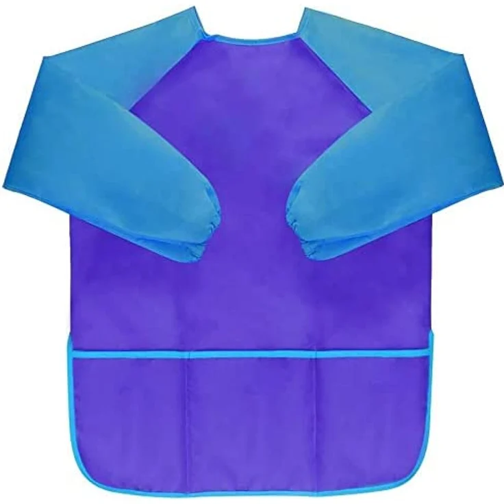 Amaza 2Pcs Malschürze Kinder Malkittel Bastelschürze 2-8 Jahre Langarm mit Klettverschluss (Blau & Rot) – Bild 2
