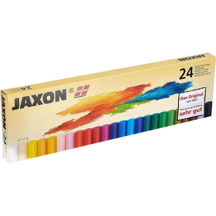Honsell 47424 - Jaxon Ölpastellkreide, 24er Set im Kartonetui, brillante, lichtechte Farben, ideal für Künstler, Hobbymaler, Kinder, Schule, Kunstunterricht, frei von Schadstoffen – Bild 1