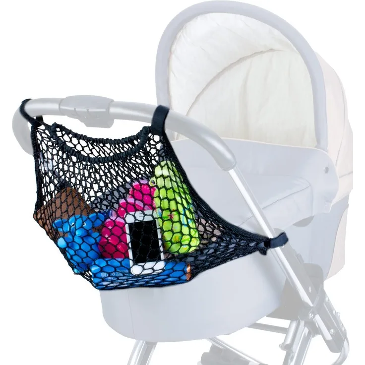 DIAGO Universal Einkaufsnetz für Kinderwagen, Sportwagen und Buggy I einfache Anbringung mit Klettverschluss I schafft mehr Stauraum und Platz I schwarz