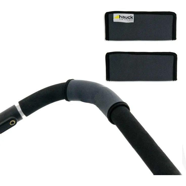 Hauck Handle Me 1 Griffpolster für Schiebegriff, Kinderwagen Griff Abdeckung, Griffschoner Griffschutz, grau, 12 x 5,5, 2 Stück