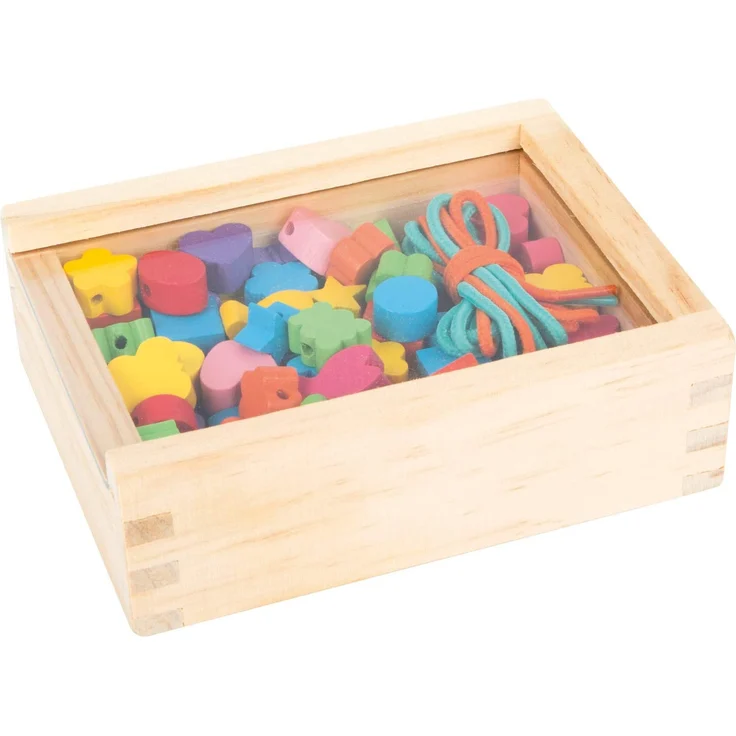 small foot 11060 Fädelkreativ, aus FSC 100%-zertifiziertem Holz, Farben & Formen, inkl. Bänder, ab 3 Jahren Spielzeug – Bild 4