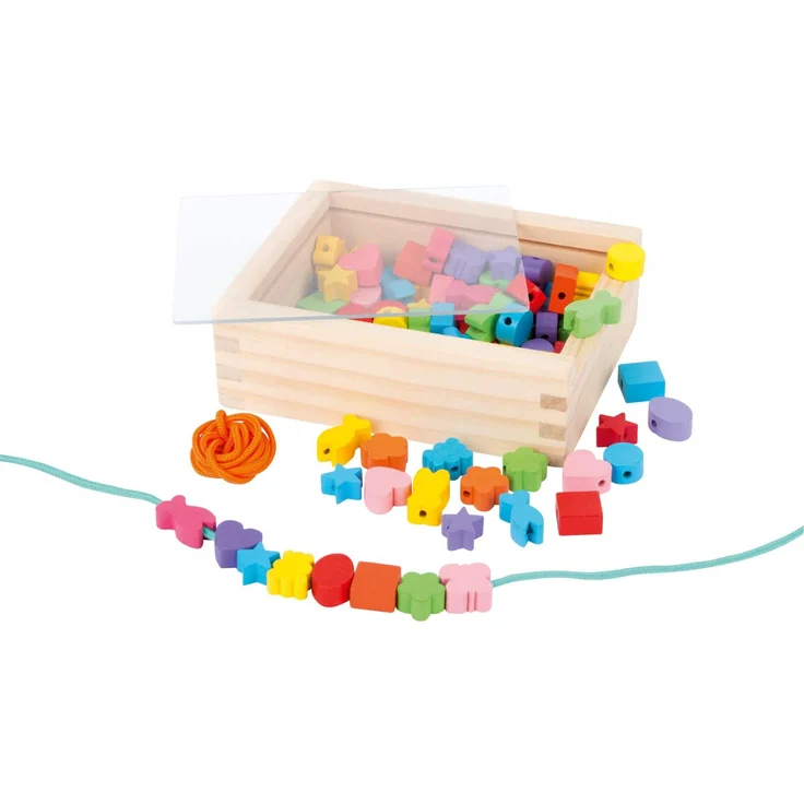 small foot 11060 Fädelkreativ, aus FSC 100%-zertifiziertem Holz, Farben & Formen, inkl. Bänder, ab 3 Jahren Spielzeug – Bild 1