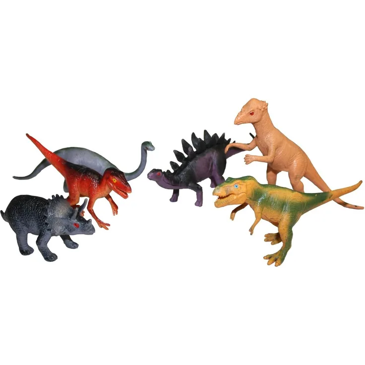 Idena 4320102 Spielfigurenset mit 6 Dinosauriern, aus Kunststoff, frei von BPA und Phthalaten, je ca. 15 cm