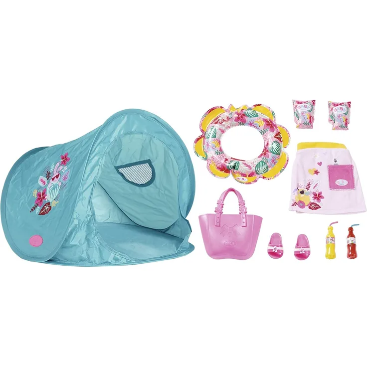 Zapf Creation 829257 BABY born Holiday Strand Set Puppenzubehör, türkis/bunt, 43 cm