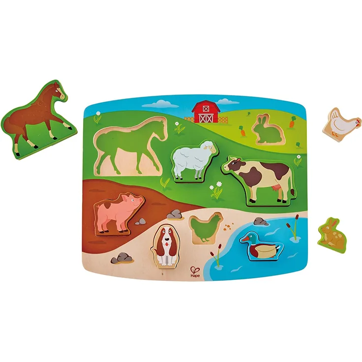 Hape E1454 Steckpuzzlespiel Bauernhoftiere