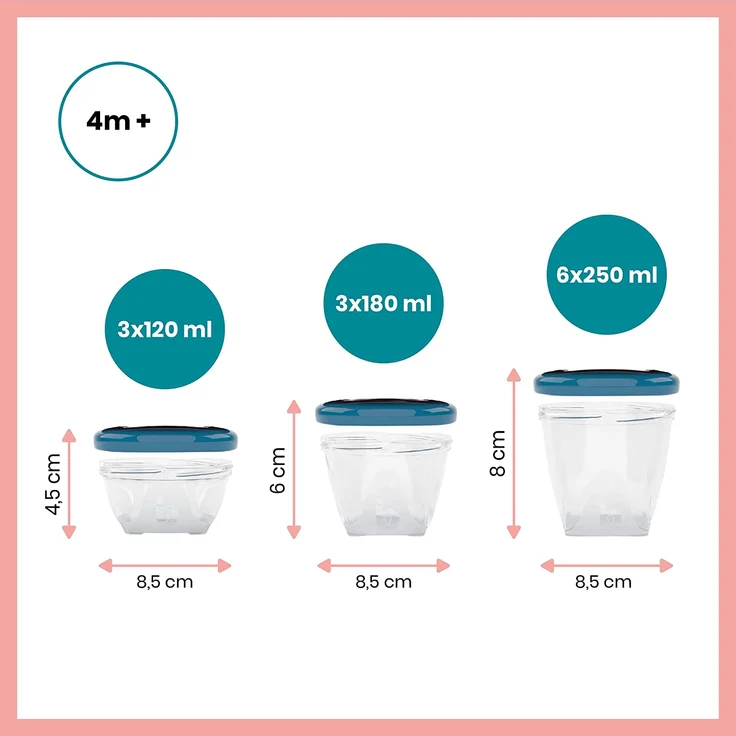 Babymoov Babybols Aufbewahrungsbehälter für Babynahrung - Multi-Set 15-teilig (3x120ml + 3x180ml + 6x250ml + 3 flexible Löffel) – Bild 6