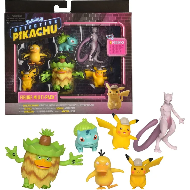 Wicked Cool Toys - Multi Pack | 6 Action-Figuren im Set | Pokemon | Meisterdetektiv Pikachu