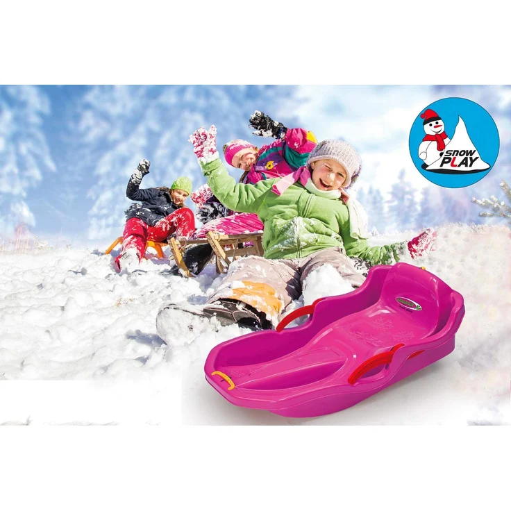 Jamara 460541 'Snow Play Bob Comfort', 80 cm, pink, mit Bremse, ab 3 Jahren, inkl. Seil mit Griff - Preisvergleich – Bild 2