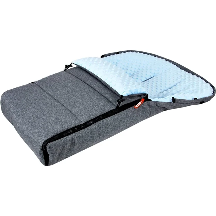 BABYLUX Fußsack 90cm MINKY Kinderwagen Buggy Babyschale Thermo +/ Muff Handmuff Winterfußsack (Grau + Blau) – Bild 2