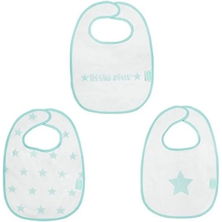 Jollein 029-566-65027 Lätzchen Frottee Little star 3 pack, blau/jade