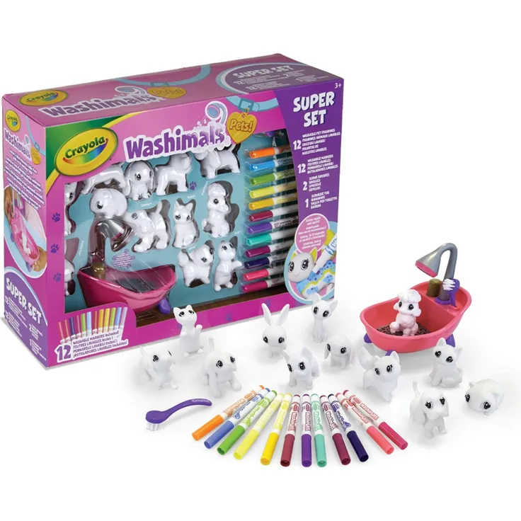 Crayola 74-7321-E-000 Washimals Pets Super, kreatives Malset, Geschenk-Set mit waschbaren Markern, mehrfarbig
