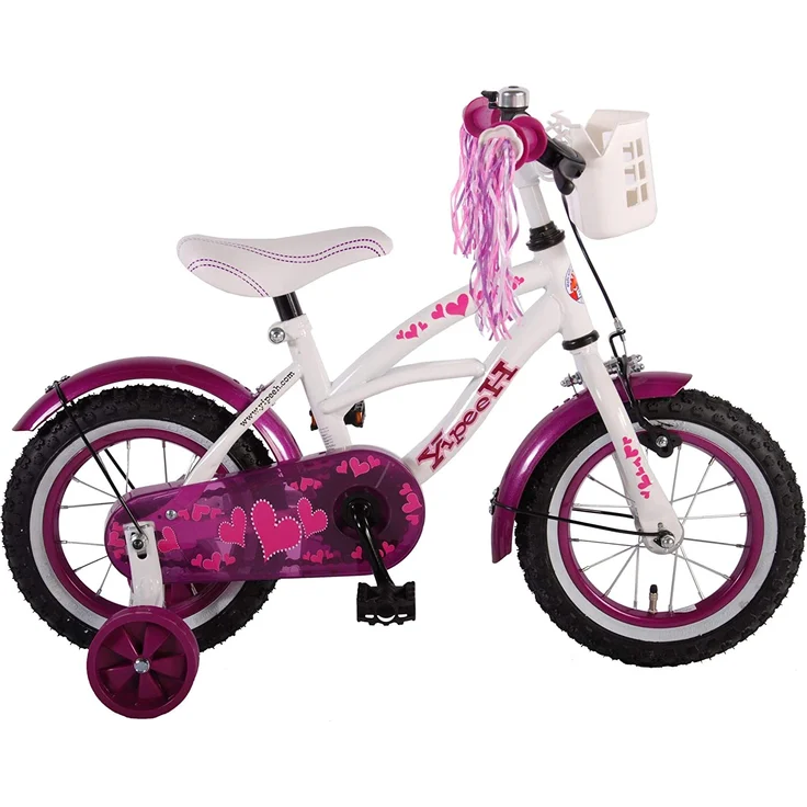 Volare Heart Cruiser Kinderfahrrad - Mädchen - 12 Zoll - Weiß Lila – Bild 1