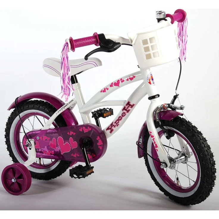 Volare Heart Cruiser Kinderfahrrad - Mädchen - 12 Zoll - Weiß Lila – Bild 2