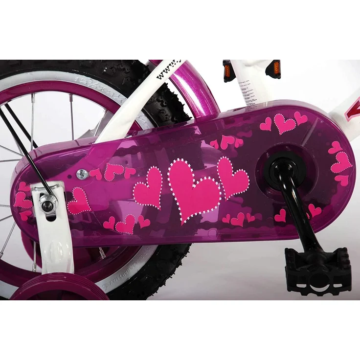 Volare Heart Cruiser Kinderfahrrad - Mädchen - 12 Zoll - Weiß Lila – Bild 5