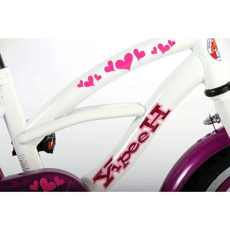 Volare Heart Cruiser Kinderfahrrad - Mädchen - 12 Zoll - Weiß Lila – Bild 6