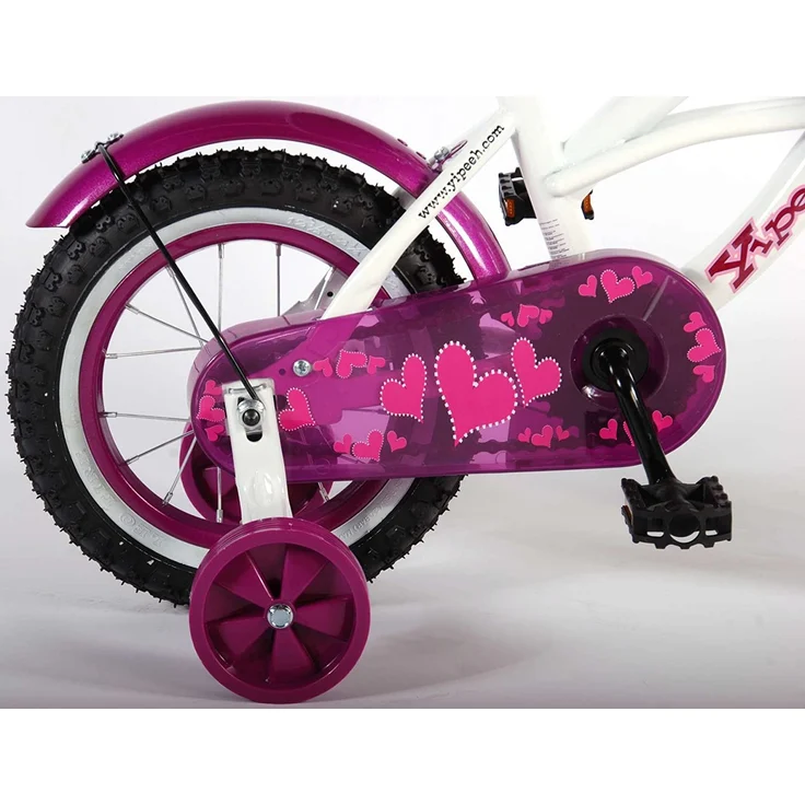 Volare Heart Cruiser Kinderfahrrad - Mädchen - 12 Zoll - Weiß Lila – Bild 3