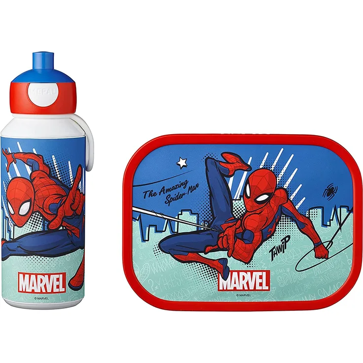 Spider-Man Trinkflasche und Brotdose 2 Fächer