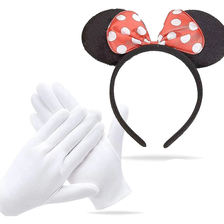 TK Gruppe Timo Klingler 5X Minnie Maus Ohren Kostüm Set mit Handschuhen und Mausohren für Damen an Fasching & Karneval (5xSet)