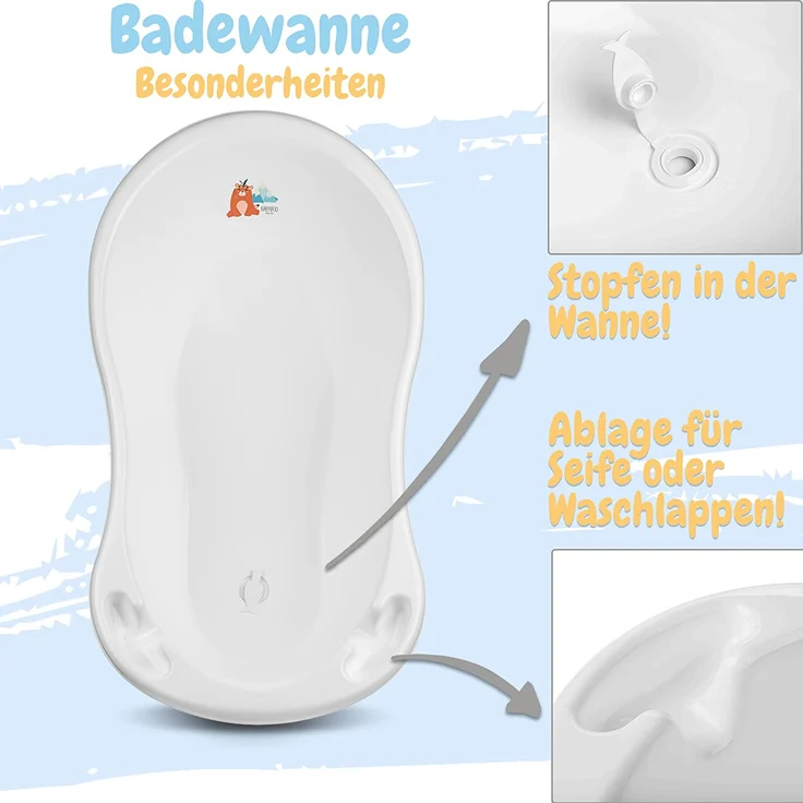 Babykajo Baby Badewanne mit Stöpsel – Baby Wanne aus BPA freiem Plastik und 86 cm Länge – Bild 3