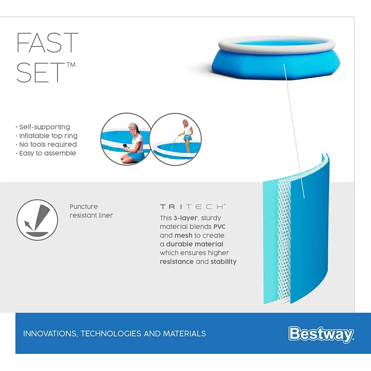 Bestway Fast Set Aufblasbarer Swimmingpool Rund 305x76 cm 57266 – Bild 6