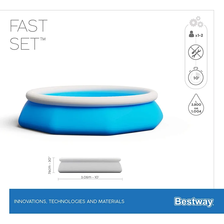 Bestway Fast Set Aufblasbarer Swimmingpool Rund 305x76 cm 57266 – Bild 5