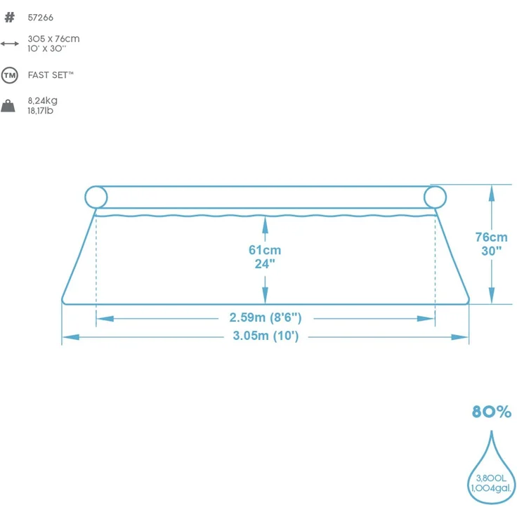 Bestway Fast Set Aufblasbarer Swimmingpool Rund 305x76 cm 57266 – Bild 4