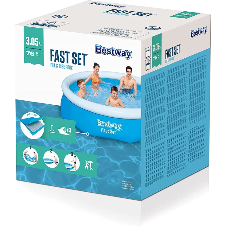 Bestway Fast Set Aufblasbarer Swimmingpool Rund 305x76 cm 57266 – Bild 3