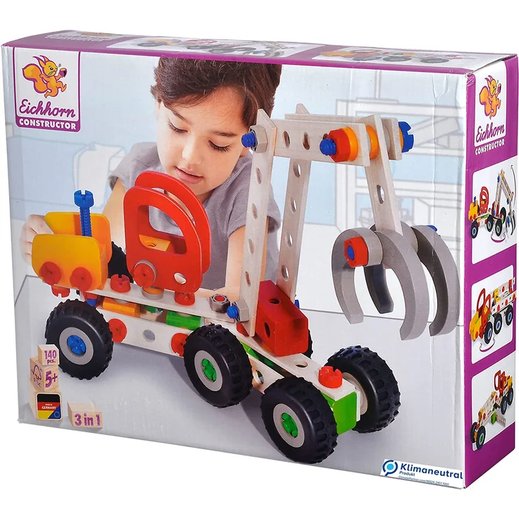 Eichhorn 100039058 - Constructor Harvester, 140-tlg., Holz Konstructions-Set, 3 verschiedene Modellvarianten baubar, FSC 100% Zertifiziertes Buchenholz - Preisvergleich – Bild 1