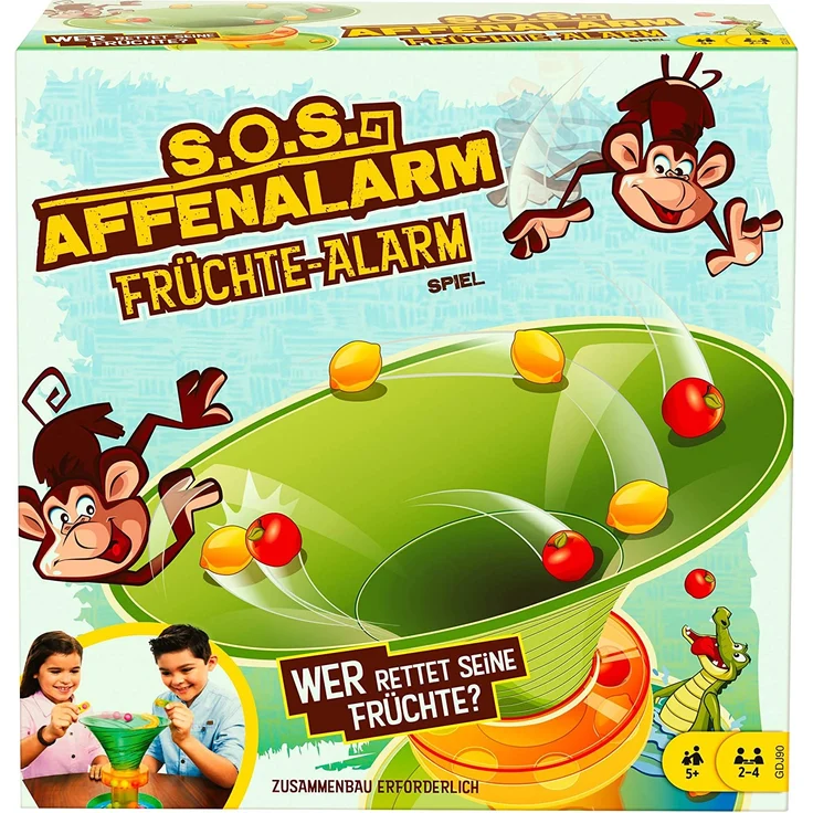Mattel Games GDJ90 - S.O.S. Affenalarm Früchte-Alarm, Kinderspiele und Familienspiele für 2-4 Spieler, Spiele ab 5 Jahren – Bild 1