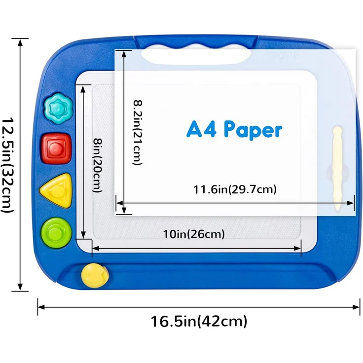 SGILE Große Magnetische Maltafel Zaubertafel, 42x32cm Zeichentafel Zaubermaltafel Malbrett mit 4 Form Stempel für Kinder ab 3 Jahre Geschenk – Bild 2