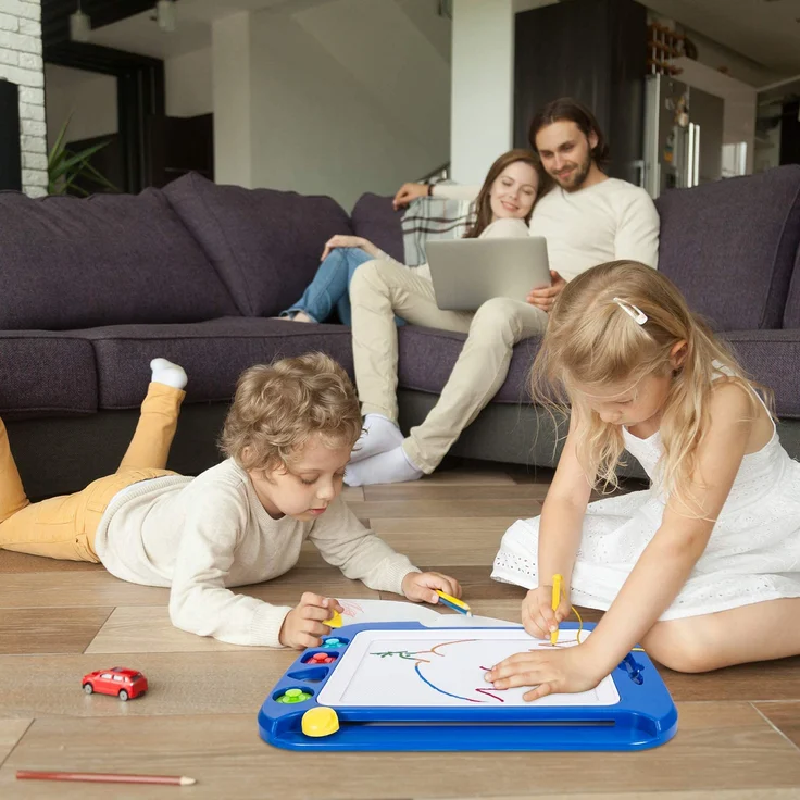 SGILE Große Magnetische Maltafel Zaubertafel, 42x32cm Zeichentafel Zaubermaltafel Malbrett mit 4 Form Stempel für Kinder ab 3 Jahre Geschenk – Bild 7
