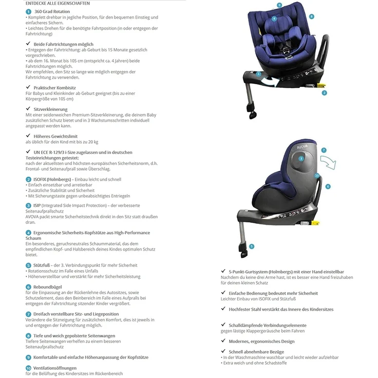Avova 'Sperber-Fix i-Size' Autokindersitz Pearl Black – Bild 7