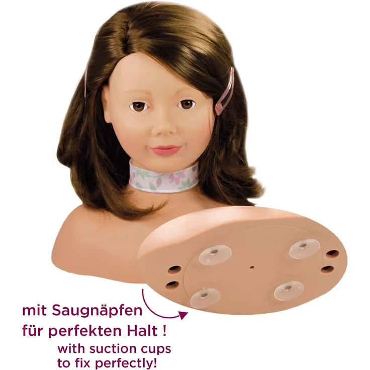 Götz 1192053 Haarwerk mit braunen Haaren und braunen Augen - 28 cm hoher Frisierkopf- und Schminkkopf in 58-teiligen Set - geeignet für Mädchen ab 3 Jahren – Bild 5