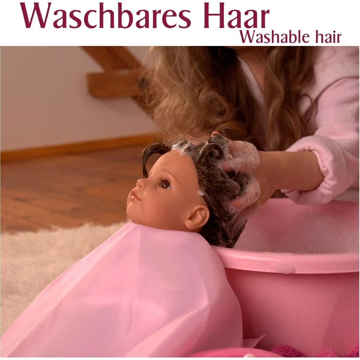 Götz 1192053 Haarwerk mit braunen Haaren und braunen Augen - 28 cm hoher Frisierkopf- und Schminkkopf in 58-teiligen Set - geeignet für Mädchen ab 3 Jahren – Bild 6