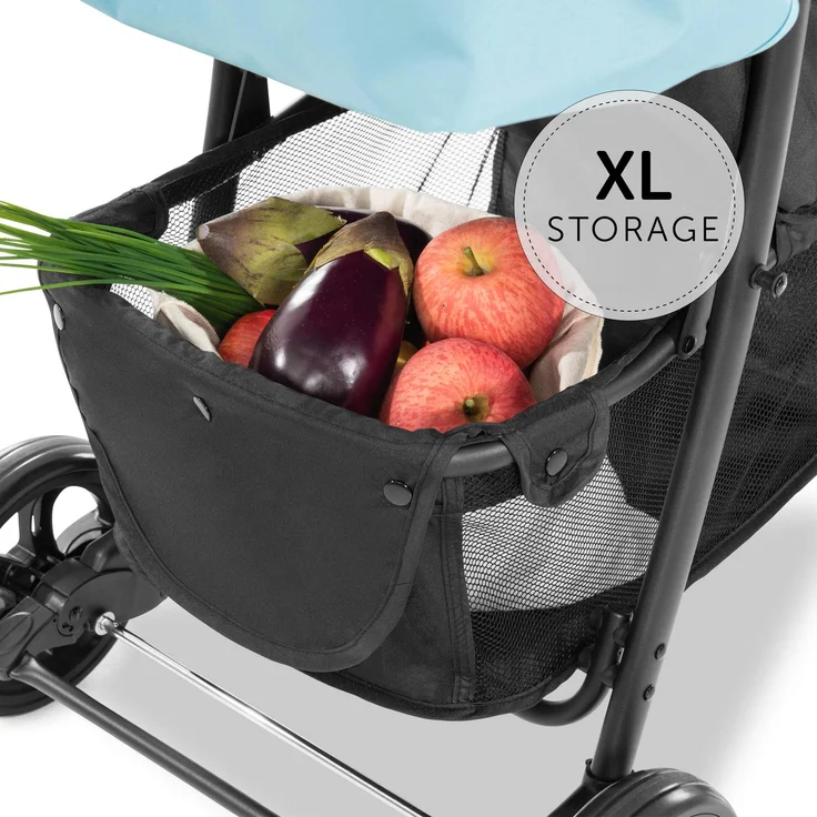 Hauck Kombi Kinderwagen Shopper Trioset inkl. Babywanne, Babyschale, Sitz mit Liegefunktion, Getränkehalter und Ablage, bis 25 kg, Klein Zusammenklappbar, Hellblau – Bild 18