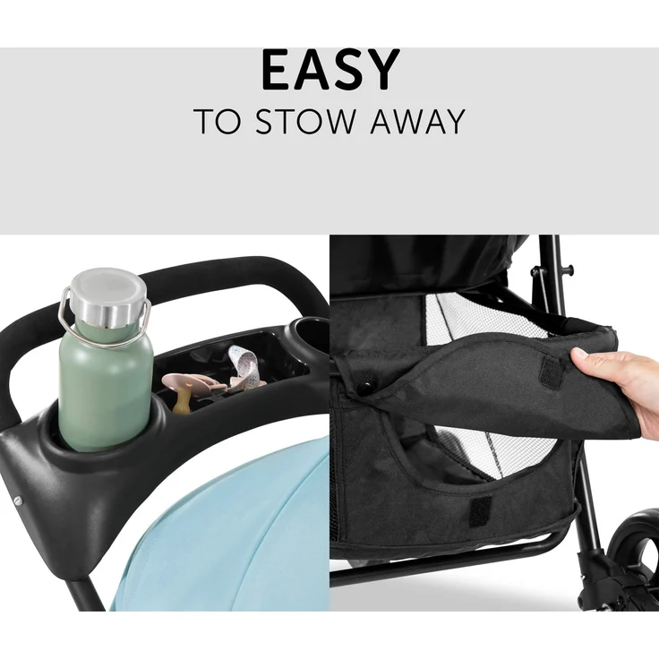 Hauck Kombi Kinderwagen Shopper Trioset inkl. Babywanne, Babyschale, Sitz mit Liegefunktion, Getränkehalter und Ablage, bis 25 kg, Klein Zusammenklappbar, Hellblau – Bild 15