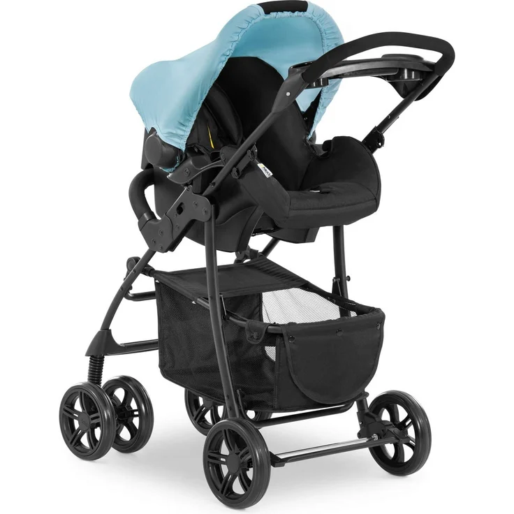 Hauck Kombi Kinderwagen Shopper Trioset inkl. Babywanne, Babyschale, Sitz mit Liegefunktion, Getränkehalter und Ablage, bis 25 kg, Klein Zusammenklappbar, Hellblau – Bild 46
