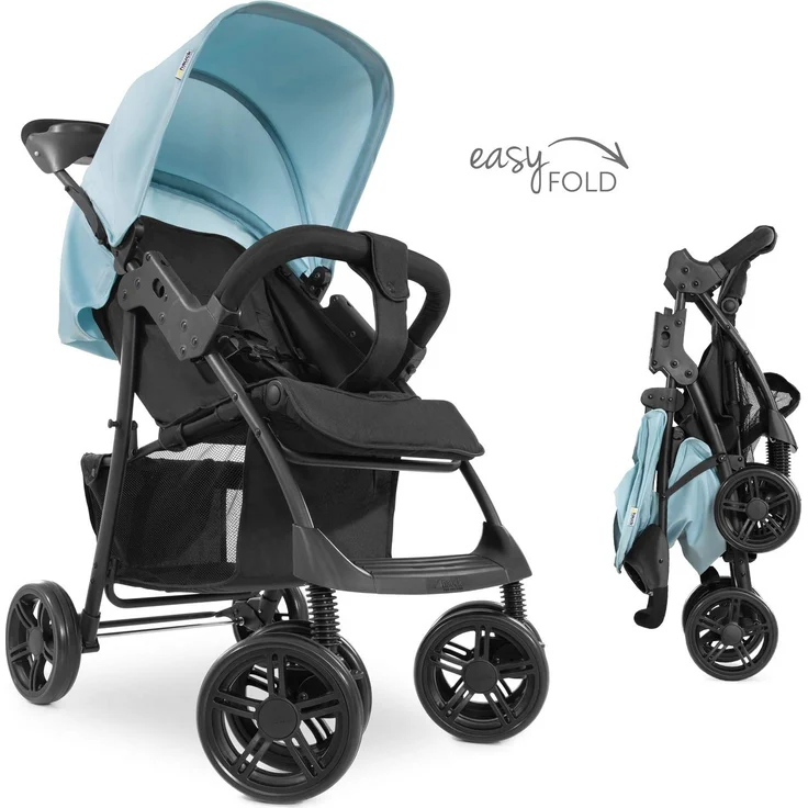 Hauck Kombi Kinderwagen Shopper Trioset inkl. Babywanne, Babyschale, Sitz mit Liegefunktion, Getränkehalter und Ablage, bis 25 kg, Klein Zusammenklappbar, Hellblau – Bild 9