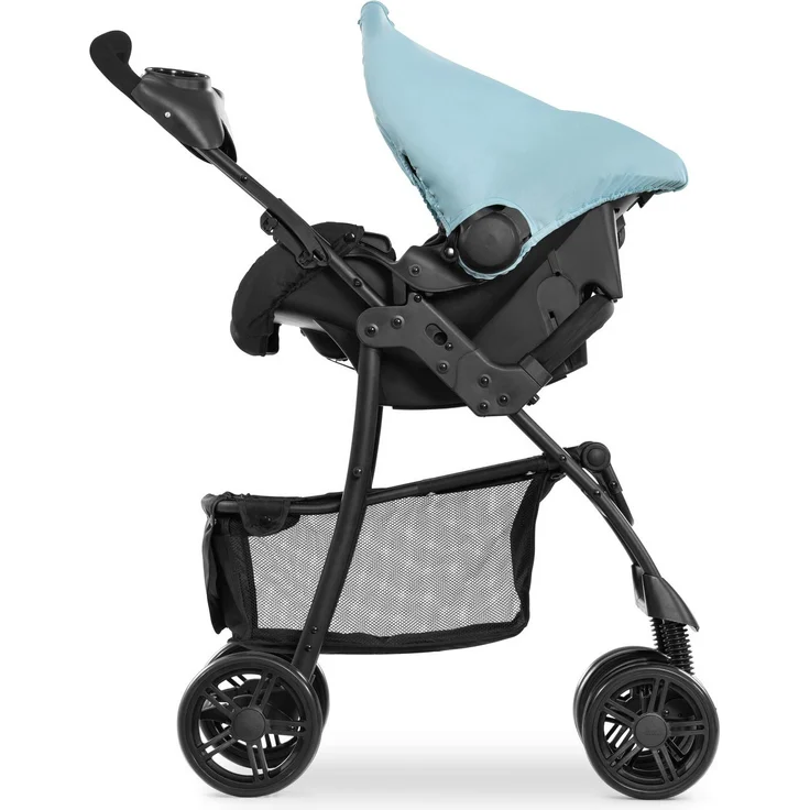 Hauck Kombi Kinderwagen Shopper Trioset inkl. Babywanne, Babyschale, Sitz mit Liegefunktion, Getränkehalter und Ablage, bis 25 kg, Klein Zusammenklappbar, Hellblau – Bild 52