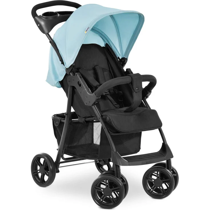 Hauck Kombi Kinderwagen Shopper Trioset inkl. Babywanne, Babyschale, Sitz mit Liegefunktion, Getränkehalter und Ablage, bis 25 kg, Klein Zusammenklappbar, Hellblau – Bild 20