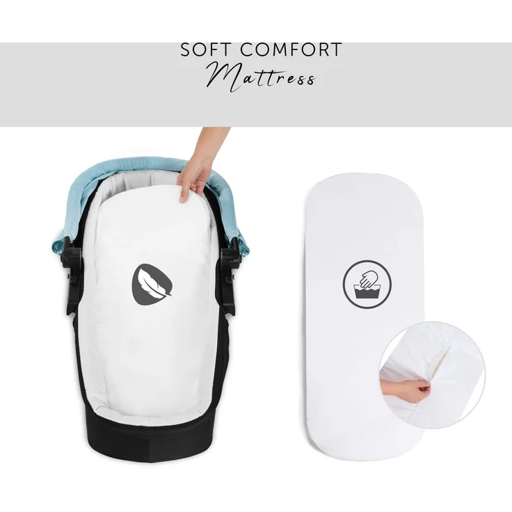 Hauck Kombi Kinderwagen Shopper Trioset inkl. Babywanne, Babyschale, Sitz mit Liegefunktion, Getränkehalter und Ablage, bis 25 kg, Klein Zusammenklappbar, Hellblau – Bild 4