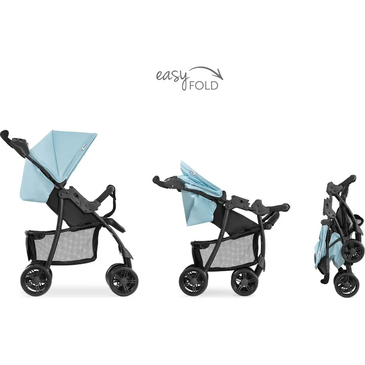 Hauck Kombi Kinderwagen Shopper Trioset inkl. Babywanne, Babyschale, Sitz mit Liegefunktion, Getränkehalter und Ablage, bis 25 kg, Klein Zusammenklappbar, Hellblau – Bild 10