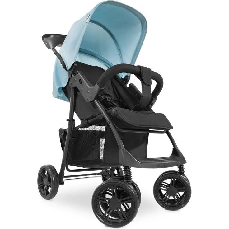 Hauck Kombi Kinderwagen Shopper Trioset inkl. Babywanne, Babyschale, Sitz mit Liegefunktion, Getränkehalter und Ablage, bis 25 kg, Klein Zusammenklappbar, Hellblau – Bild 21
