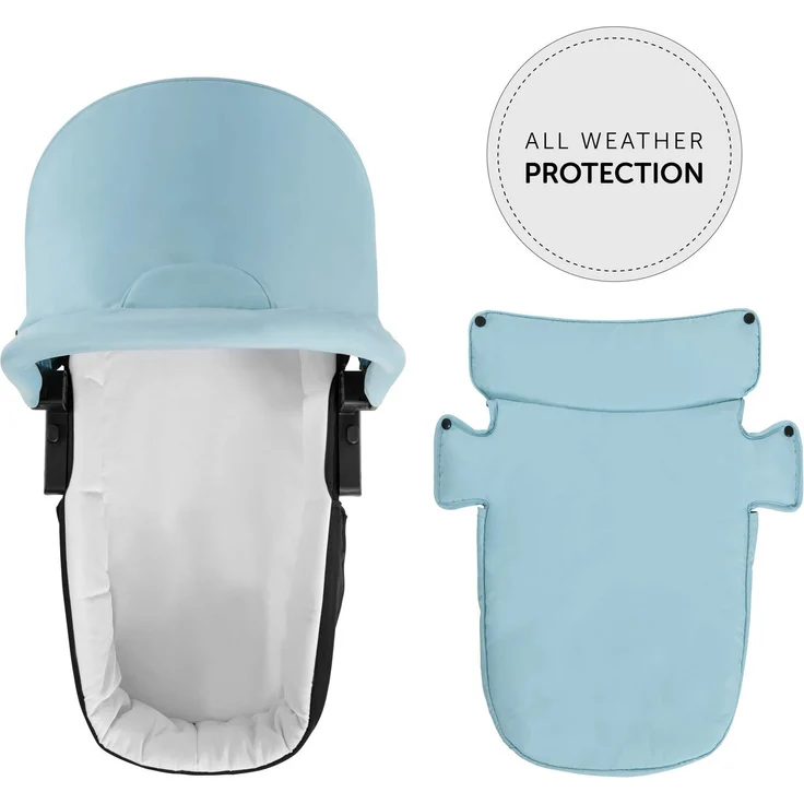 Hauck Kombi Kinderwagen Shopper Trioset inkl. Babywanne, Babyschale, Sitz mit Liegefunktion, Getränkehalter und Ablage, bis 25 kg, Klein Zusammenklappbar, Hellblau – Bild 12