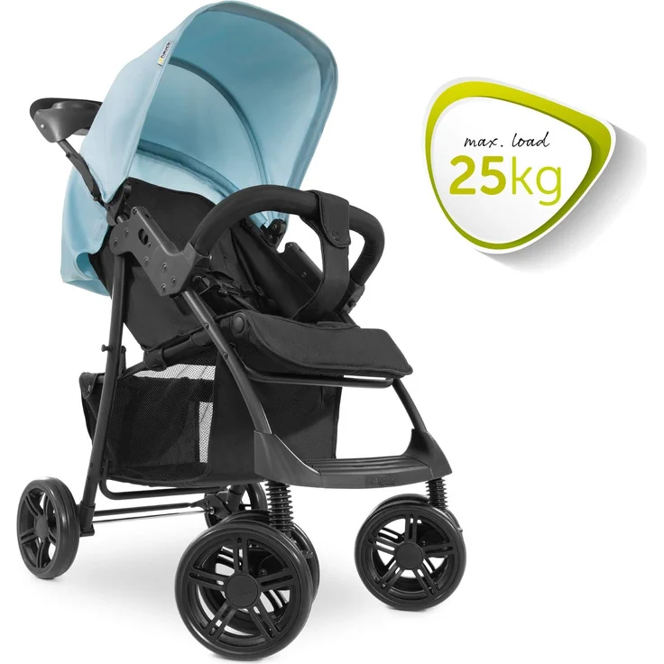 Hauck Kombi Kinderwagen Shopper Trioset inkl. Babywanne, Babyschale, Sitz mit Liegefunktion, Getränkehalter und Ablage, bis 25 kg, Klein Zusammenklappbar, Hellblau – Bild 2