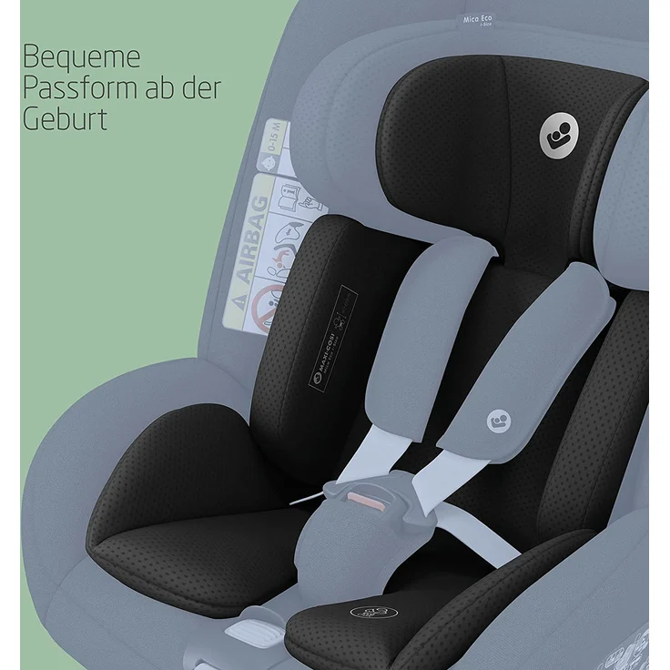Maxi-Cosi Mica Eco Einlage für Neugeborene, ab der Geburt bis ca. 3 Monate, von 40-60 cm, passend für den drehbaren Kindersitz Mica Eco, Schwarz – Bild 2