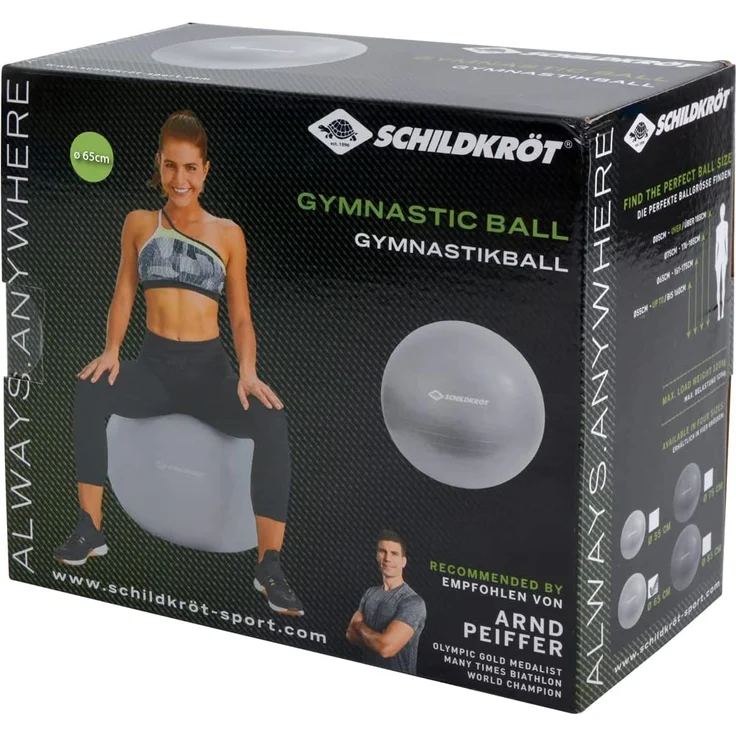 Gymnastikball 65 cm, phthalatfrei, mit Ballpumpe, silber – Bild 6