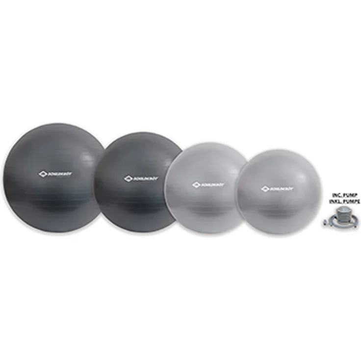 Gymnastikball 65 cm, phthalatfrei, mit Ballpumpe, silber – Bild 5